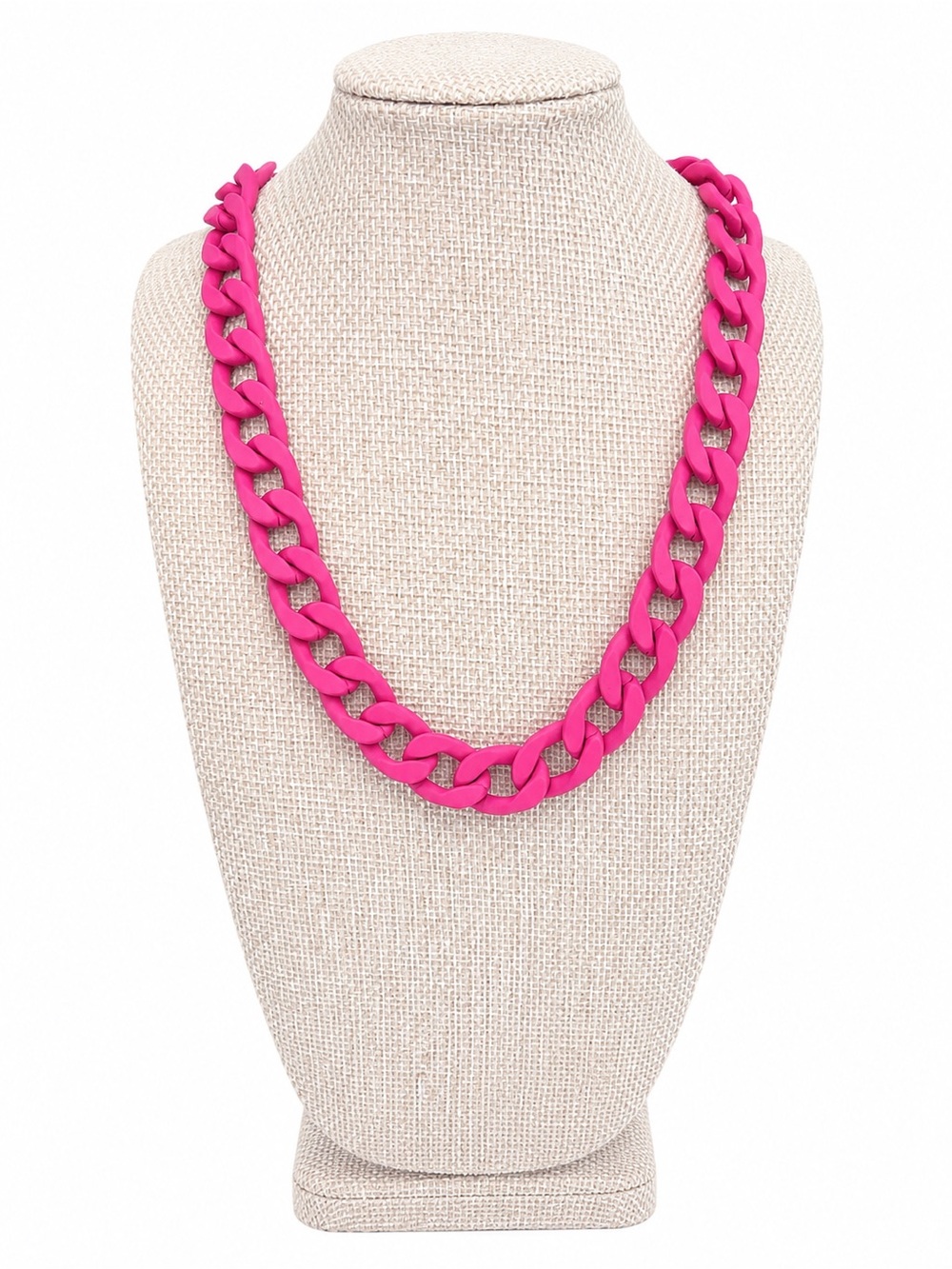 Melania Clara Hot Pink Chunky Chain Necklace Statement Preppy Barbiecore Chic